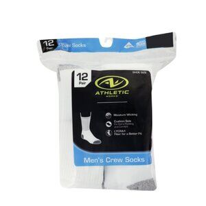 Athletic Works Men's Crew Socks 12 Pack Big and Tall Shoe size 6-12